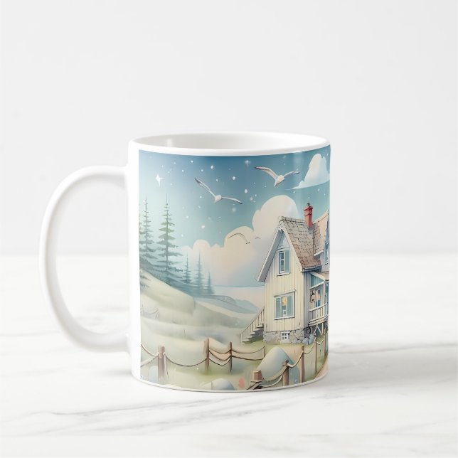 Traumhaftes Pastel Lighthouse am Meer Kaffeetasse (Links)