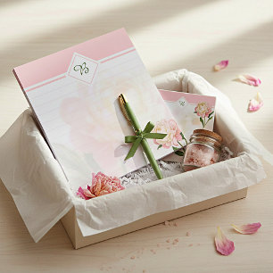 Traumhaftes rosa Rosenmonogramm Notizblock