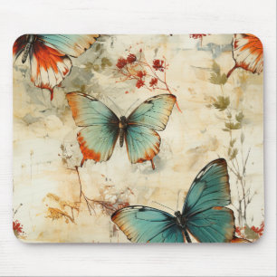 Traumhaftes Türkis-Schmetterlings-Landhausgarten-B Mousepad
