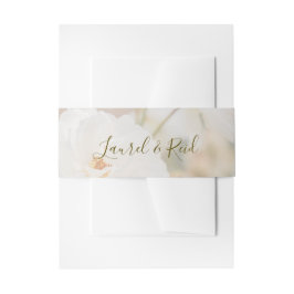 Traumhaftes weißes Rose-Foto mit Namen Hochzeit Einladungsbanderole