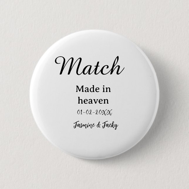 Traumhochzeit Name Datum einfache Kalligrafie Button (Vorderseite)