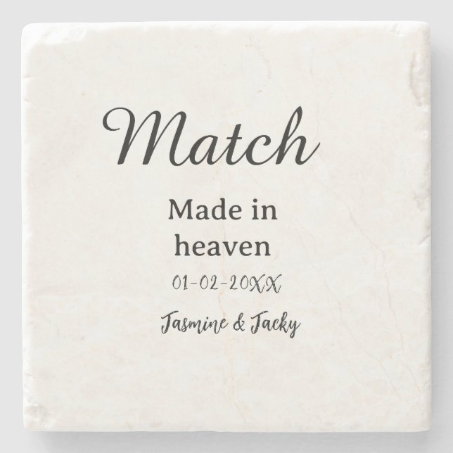 Traumhochzeit Name Datum einfache Kalligrafie Steinuntersetzer (Vorderseite)