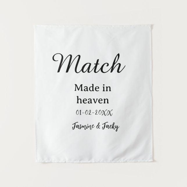 Traumhochzeit Name Datum einfache Kalligrafie Wandteppich (Vorderseite)