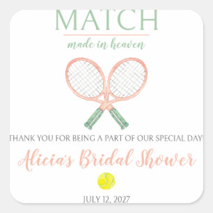 Traumhochzeit, Tennis-Brautabschied Quadratischer Aufkleber