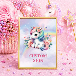 Träumige Pastell-Einhorn Magischer Tag Geburtstag Poster