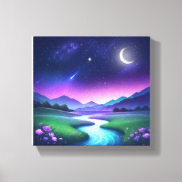 Träumige Sternenlicht-Flusslandschaft Serenität Leinwanddruck