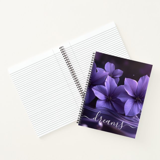 Traumjournal Lila Blumen Benutzerdefiniert  Notizbuch (Innenseite)
