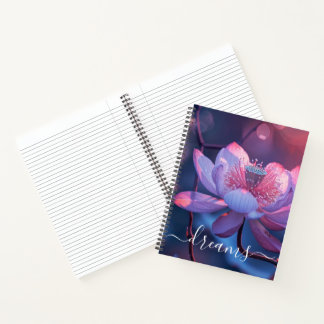 Traumjournal Schöne Lila Blume Benutzerdefiniert Notizbuch