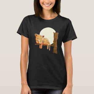 Traumkatze auf Vollmond Schlafmond Nachtkatze T-Shirt