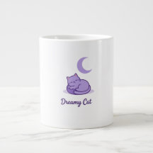 Traumkatze Mond Kaffeetasse | Süßes lila Katzen Ge