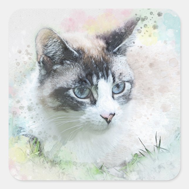 Traumkatzensticker Quadratischer Aufkleber (Vorderseite)