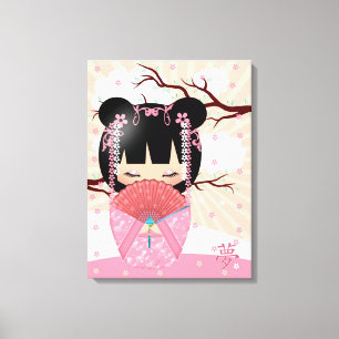 TraumKokeshi Puppe 18" x 24" wickelte Leinwand ein