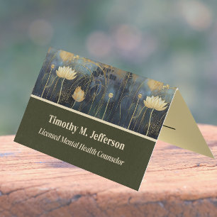 Traumkurs für Psychologen Creme Grün Floral Visitenkarten