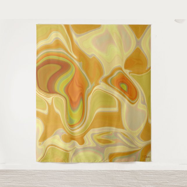 Traumlandschaft in Gold Wandteppich (Vorderseite)