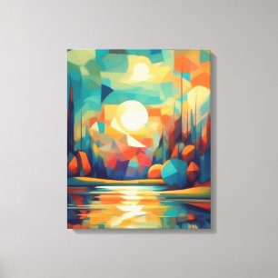 Traumlandschaft in lebendigen geometrischen Formen Leinwanddruck