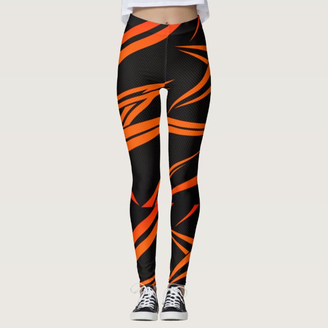 Träumlichkeit| Leggings aus schwarzem und orangefa (Vorderseite)