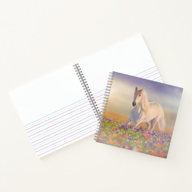 Traumpferd durch Blume laufen Notizbuch (Innenseite)