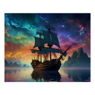 Traumreise unter surrealem Himmel Poster
