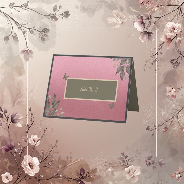 Traumrosa Glitzer Blattwerk Hochzeitskarte Dankeskarte (Von Creator hochgeladen)