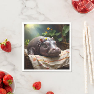 **"Träumskorb: Ein Baby Hippo's Cosy Nickerchen"** Serviette