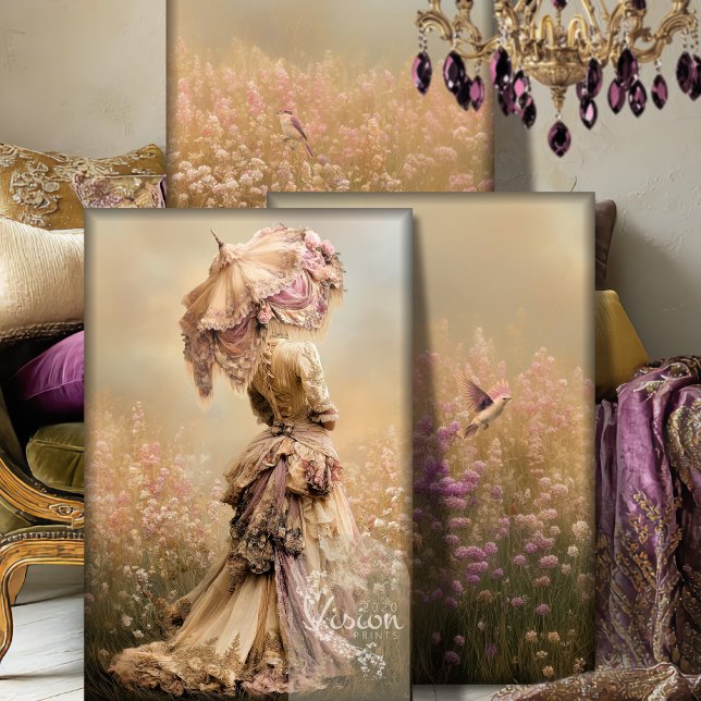 Traumstrecke Airolo - Gletsch Geschenkpapier Set (Field of Dreams, Beige Green, Dusty Violet, French Portrait, Bird and Floral Heavyweight Decoupage)