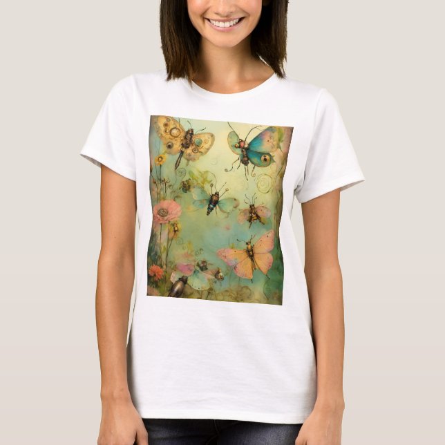Traumwover: Eine Surreal Butterfly Wasserfarbe T-Shirt (Vorderseite)