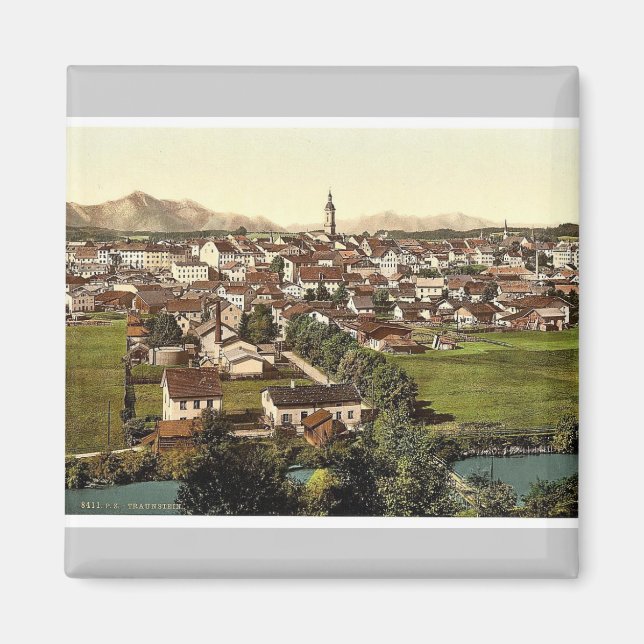 Traunstein, allgemeine Ansicht, Oberbayern, Deutsc Magnet (Vorne)