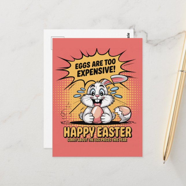 Traurig gebratene Ostergeblasene Eier zu kostspiel Postkarte (Vorderseite/Rückseite Beispiel)