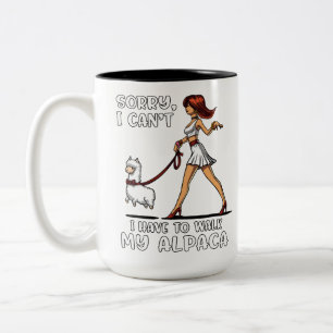 Traurig kippe ich mich muss gehen mein Alpaka-Lama Zweifarbige Tasse