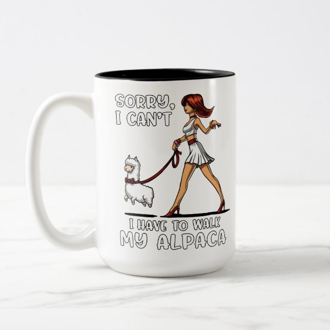 Traurig kippe ich mich muss gehen mein Alpaka-Lama Zweifarbige Tasse (Links)