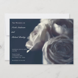 Traurigblaue Abgenutzte Chic Rosen Elegante Hochze Einladung