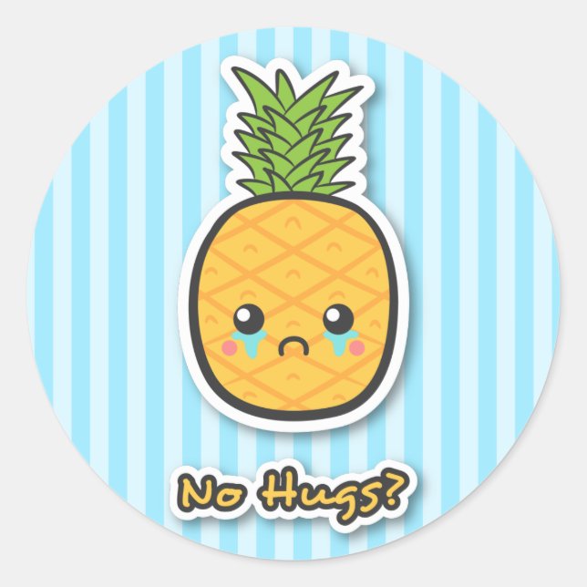 Traurige Ananas, die keine Umarmungen bekommt Runder Aufkleber (Vorderseite)