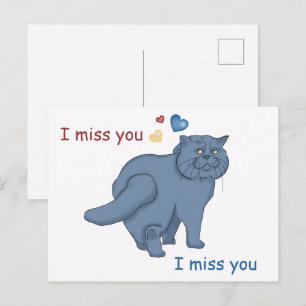 Traurige britische Katze. Ich vermisse dich Postkarte