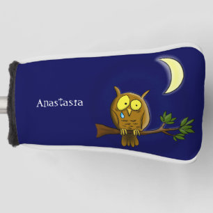 Traurige Eule mit Tränen und Mond vermisst, Sie Ca Golf Headcover