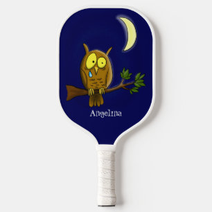Traurige Eule mit Tränen und Mond vermisst, Sie Ca Pickleball Schläger