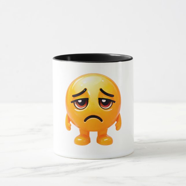 Traurige gelbe Smiley-Illustration Tasse (Zentrum)