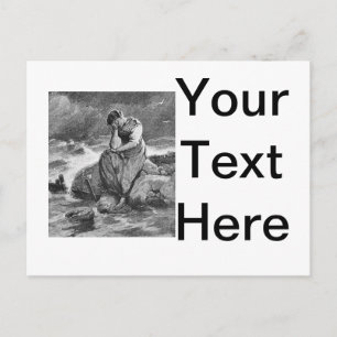 Traurige gothische Frau Vintage-Mitleids-Kunstillu Postkarte