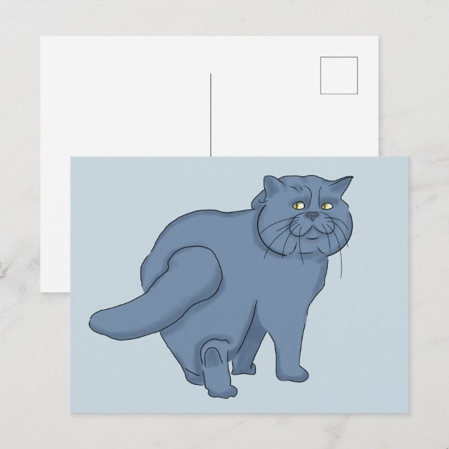 Traurige Katze. Britische Katze Postkarte (Vorne/Hinten)