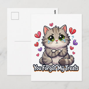 Traurige Katze, du hast meine Leckerlis vergessen Postkarte