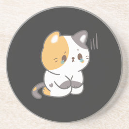Traurige Katze in Grunge, traurige Katze Emoji T - Getränkeuntersetzer