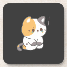 Traurige Katze in Grunge, traurige Katze Emoji T - Getränkeuntersetzer