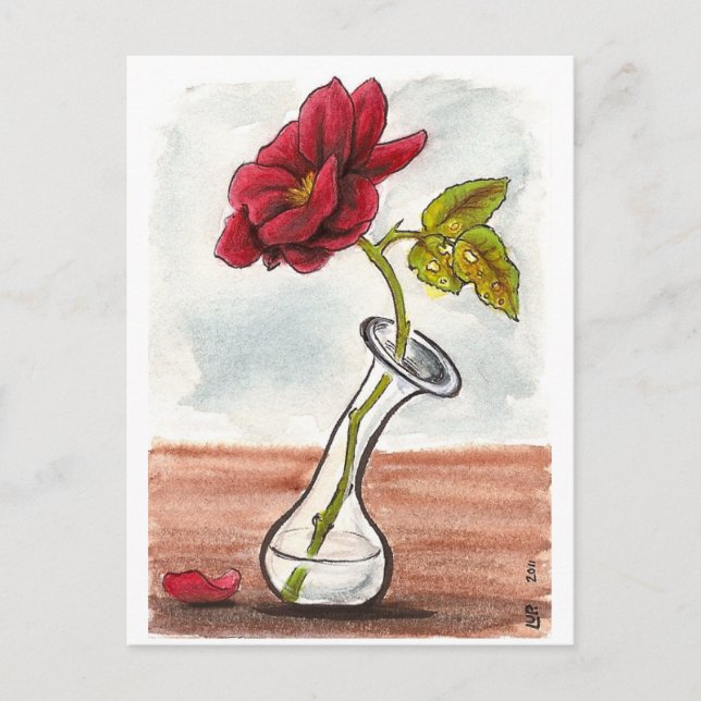 Traurige kleine Rose Postkarte (Vorderseite)