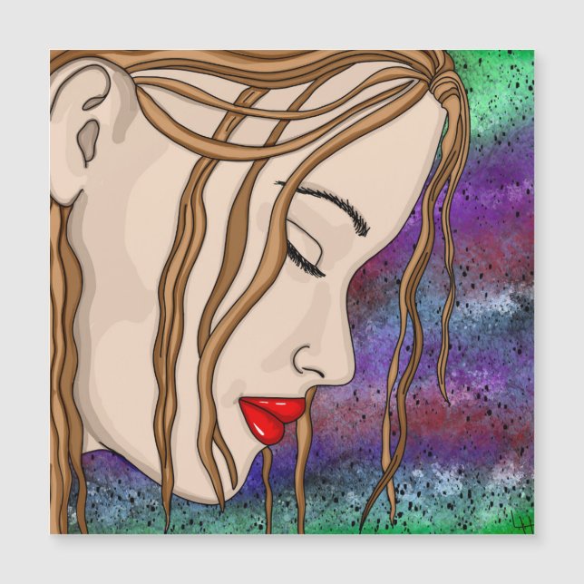 Traurige Lady in Deep Thep Digital Art Magnetkarte (Vorderseite)
