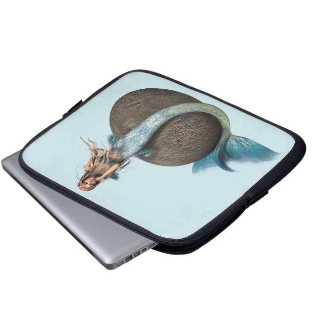 Traurige Meerjungfrau Laptopschutzhülle (Vorne Knopf)