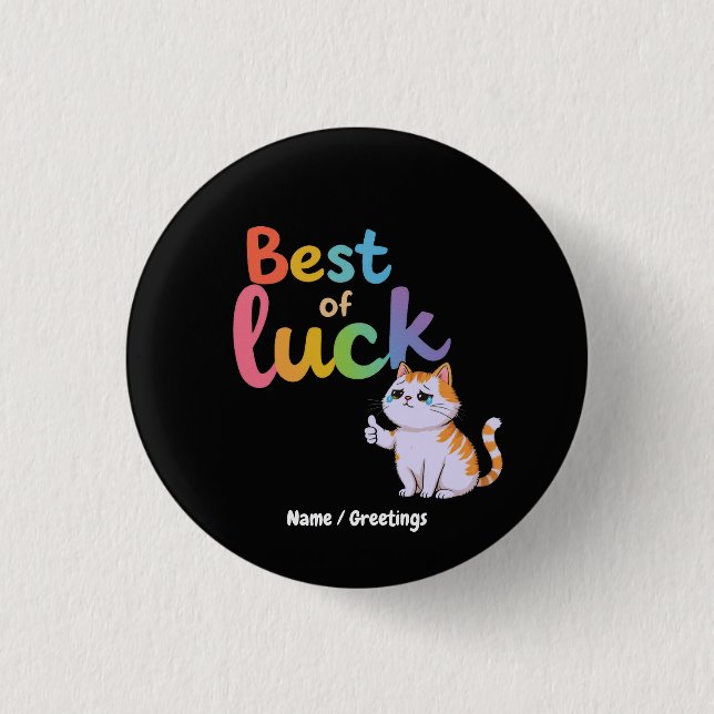 Traurige Meme-Katze Sarkastische Viel-Glück-Illust Button (Vorderseite)