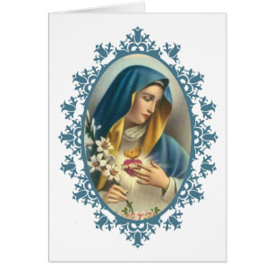 Traurige Mutter-Jungfrau-Mary-Herz-Lilien-Rosen