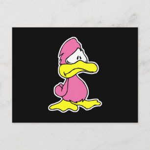 traurige rosa Ente Postkarte
