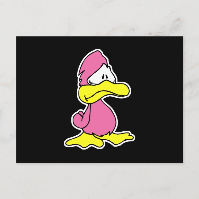 traurige rosa Ente Postkarte (Vorderseite)
