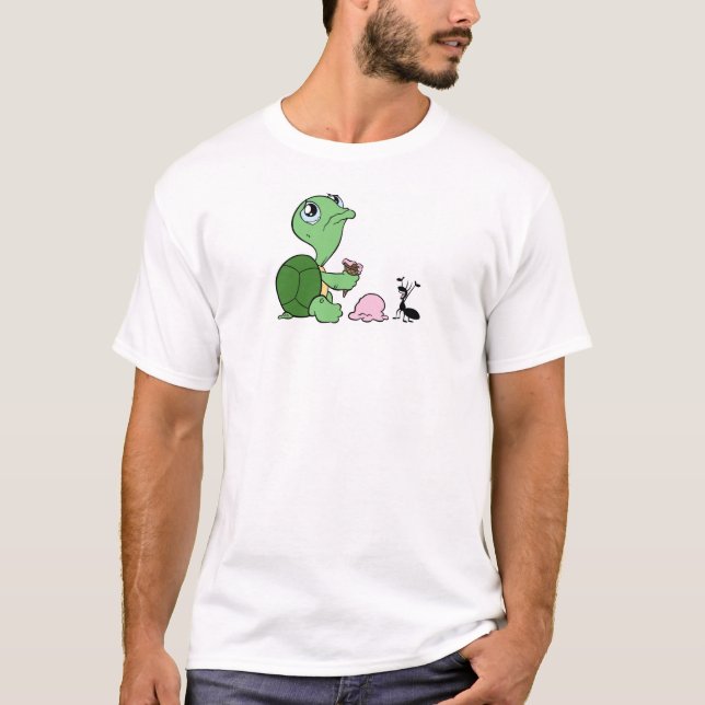 Traurige Schildkröte-glückliche Ameise T-Shirt (Vorderseite)
