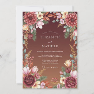 Traurige Siena-Dahlia-Hochzeit Einladung